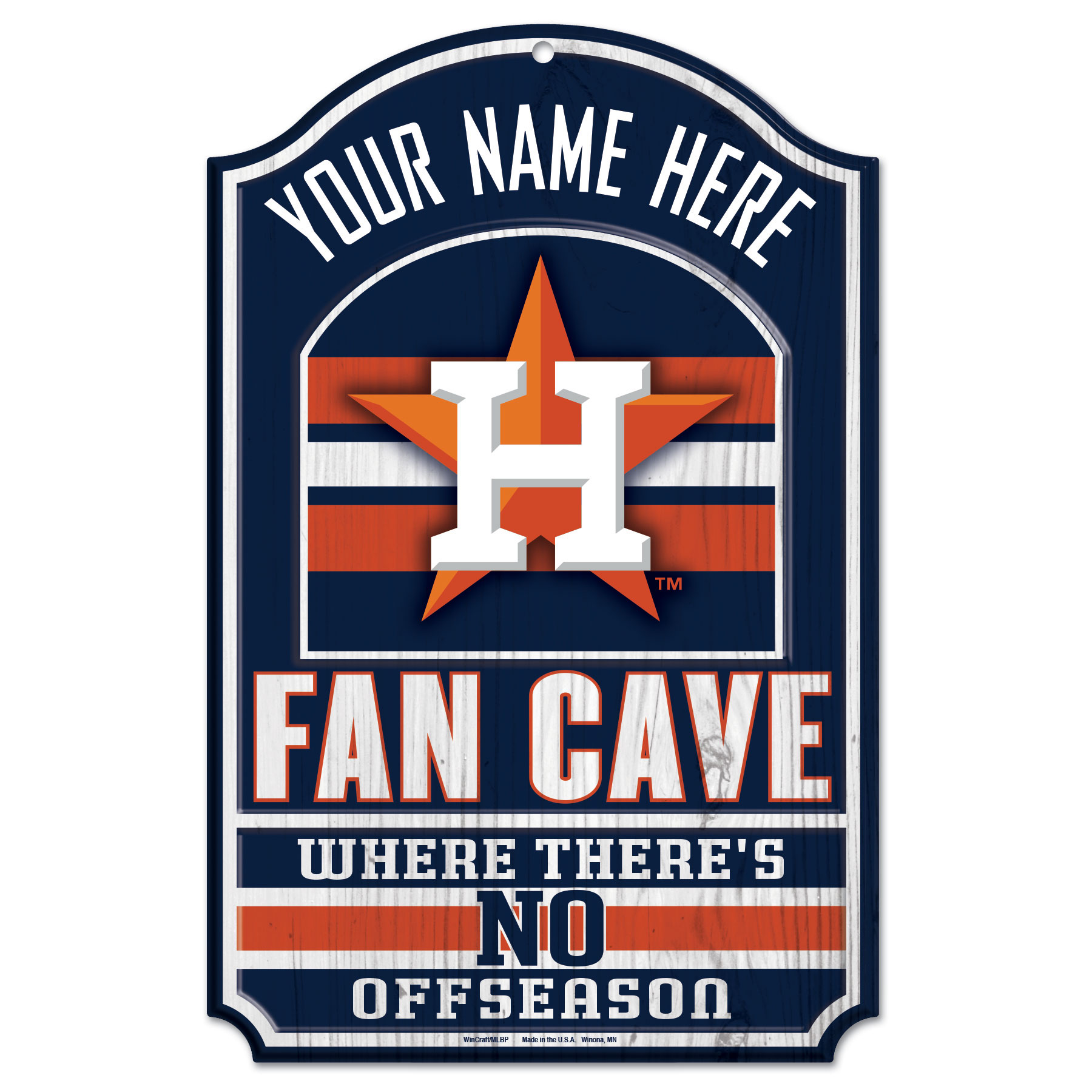 WinCraft Houston Astros Personalized 11'' x 17'' Fan Cave Wood Sign