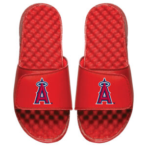 Men's ISlide Red Los Angeles Angels Personalized Primary Logo Slide Sandals