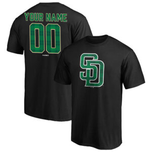 Men's Black San Diego Padres Emerald Plaid Personalized Name & Number T-Shirt