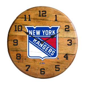 Imperial New York Rangers Oak Barrel Clock