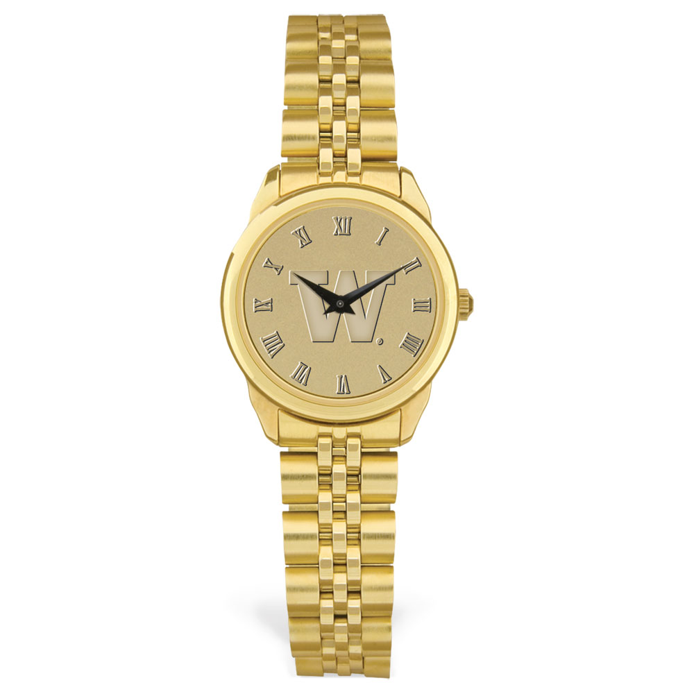 Women's Washington Huskies Gold Medallion Rolled Link Bracelet Wristwatch