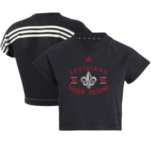 Women's adidas Black Louisiana Ragin' Cajuns Recycled Cropped T-Shirt