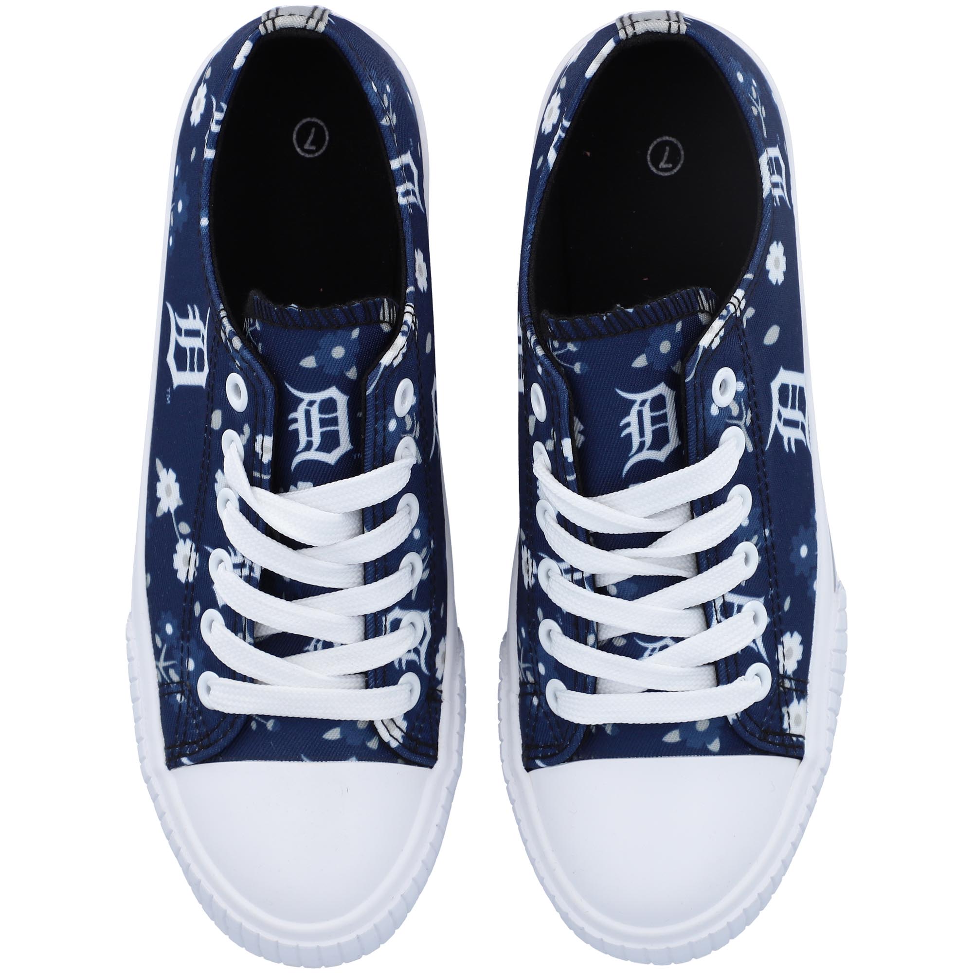 Women's FOCO Navy Detroit Tigers Flower Canvas Allover Shoes - Image 4