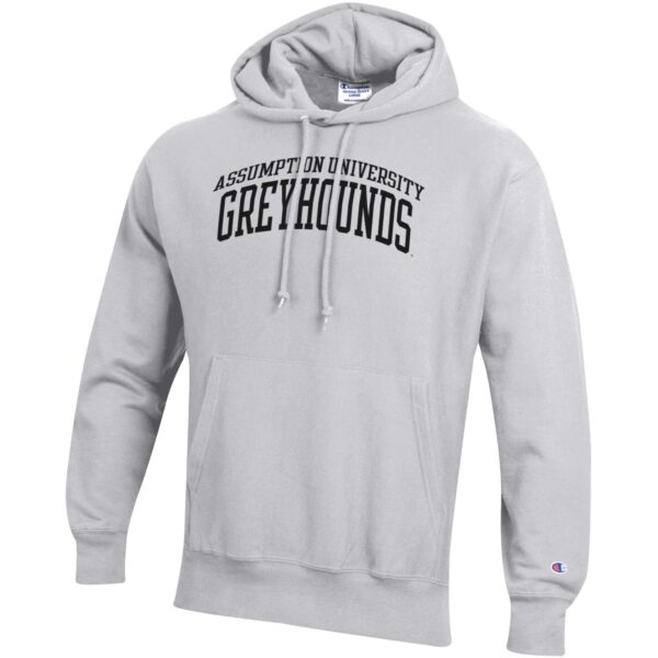 Men's Champion Heathered Gray Assumption Greyhounds Reverse Weave Fleece Pullover Hoodie - Image 6