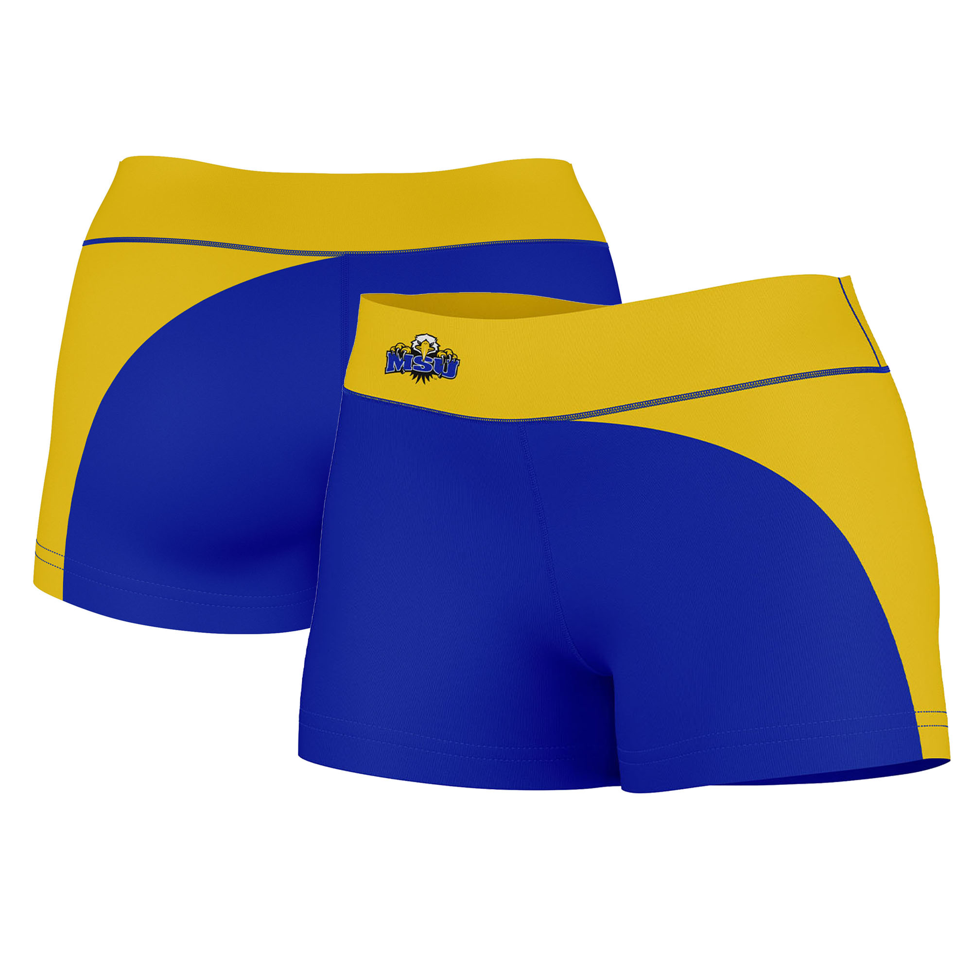 Women's Blue/Gold Morehead State Eagles Plus Size Curve Side Shorts