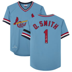 Ozzie Smith St. Louis Cardinals Autographed Light Blue Mitchell & Ness Authentic Jersey