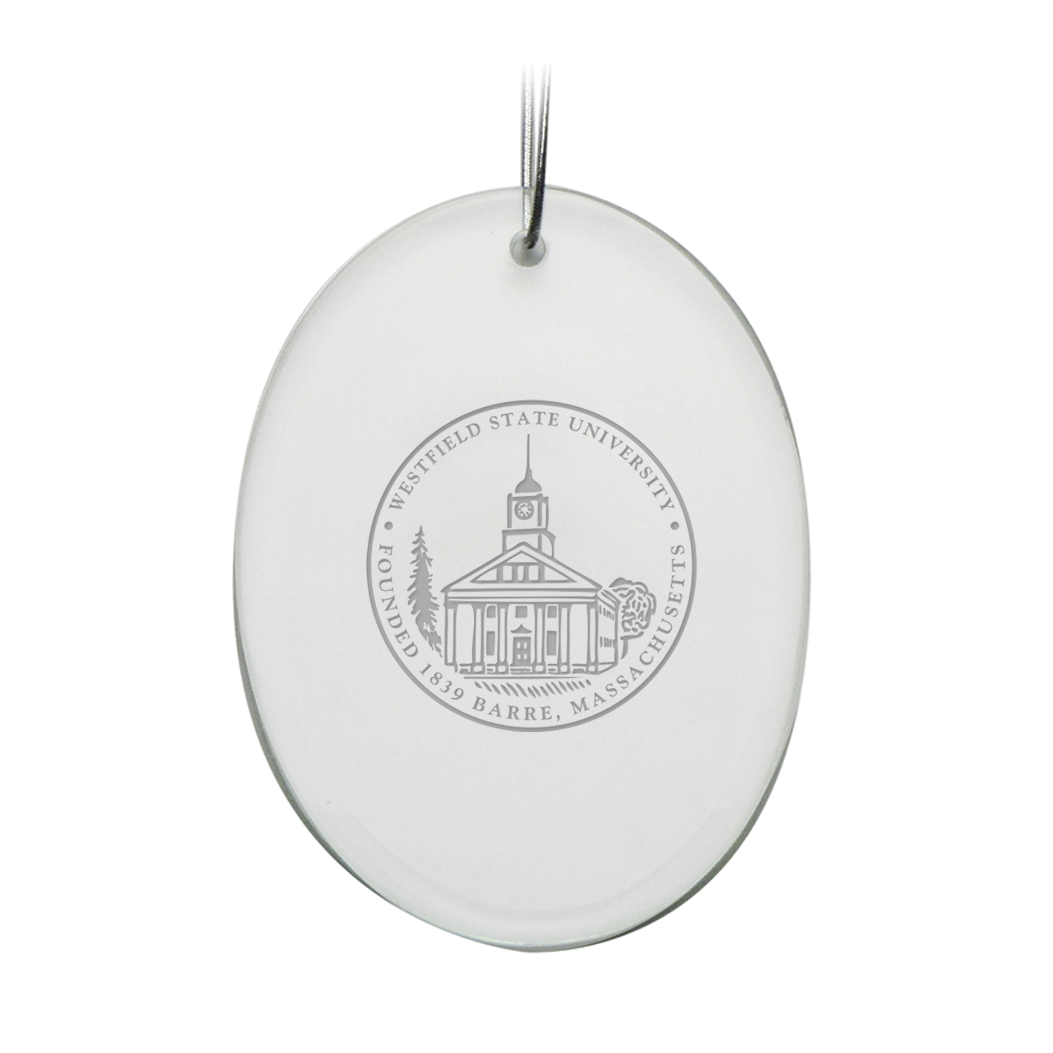 Westfield State Owls 2.75'' x 3.75'' Oval Glass Ornament