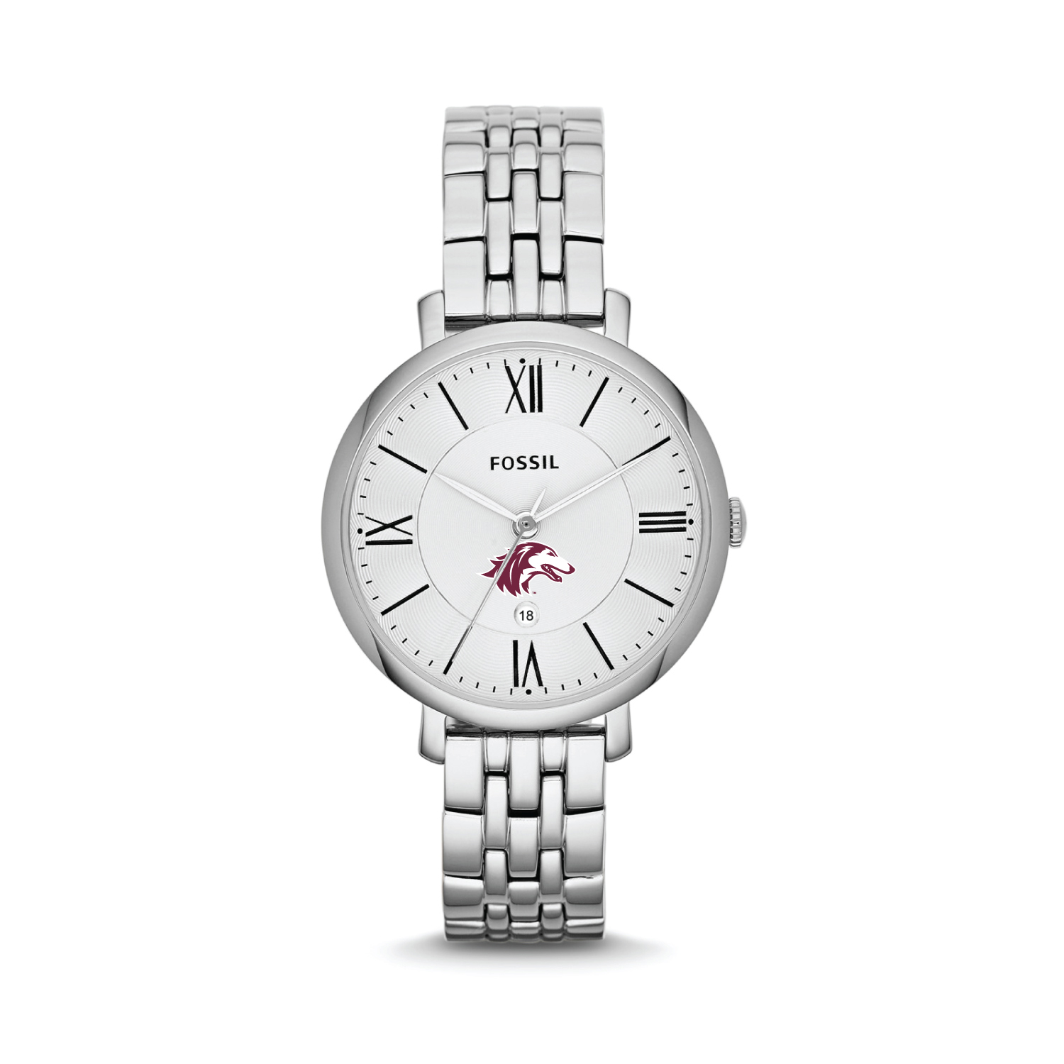 Women's Fossil Silver Southern Illinois Salukis Jacqueline Stainless Steel Watch