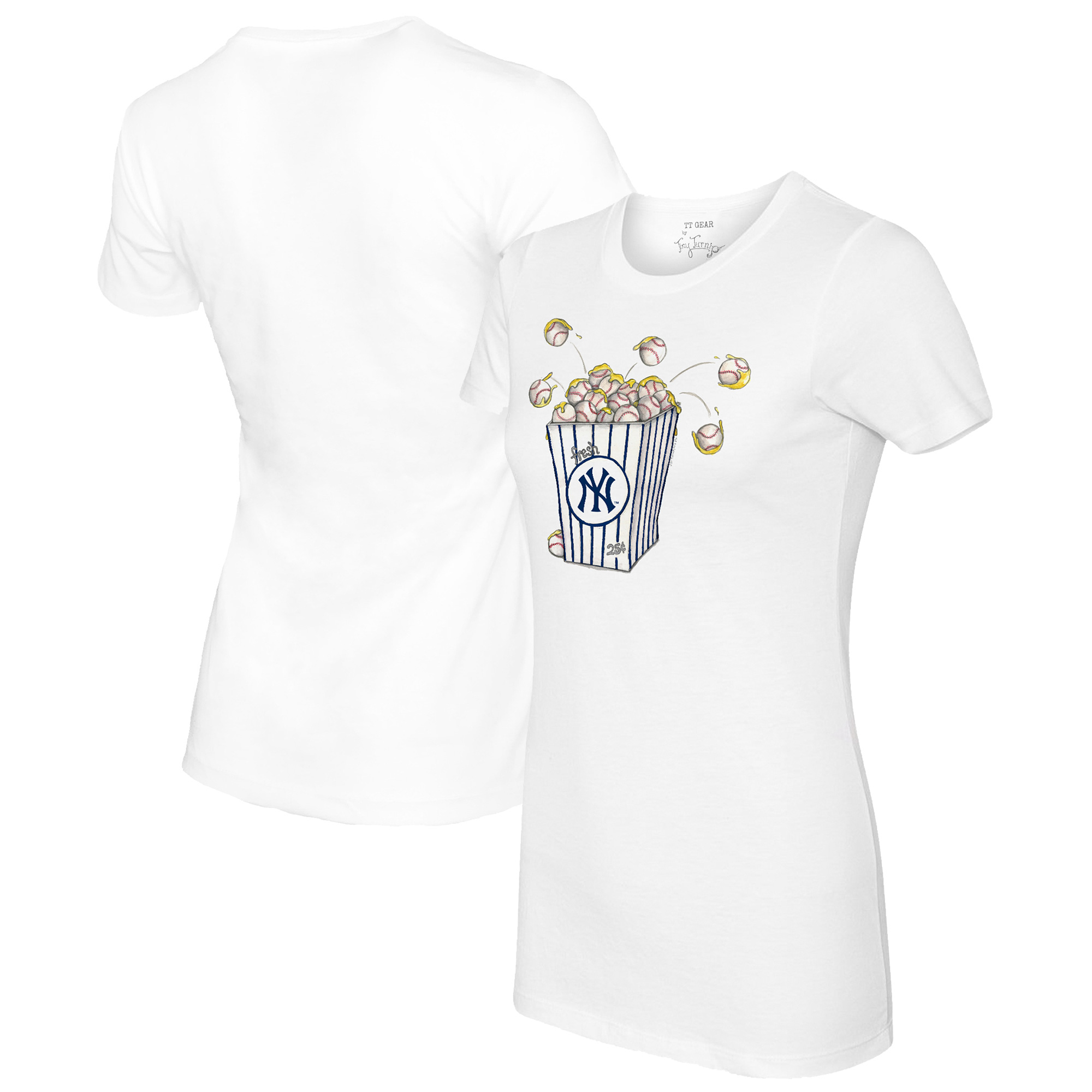 Women's Tiny Turnip White New York Yankees Popcorn T-Shirt