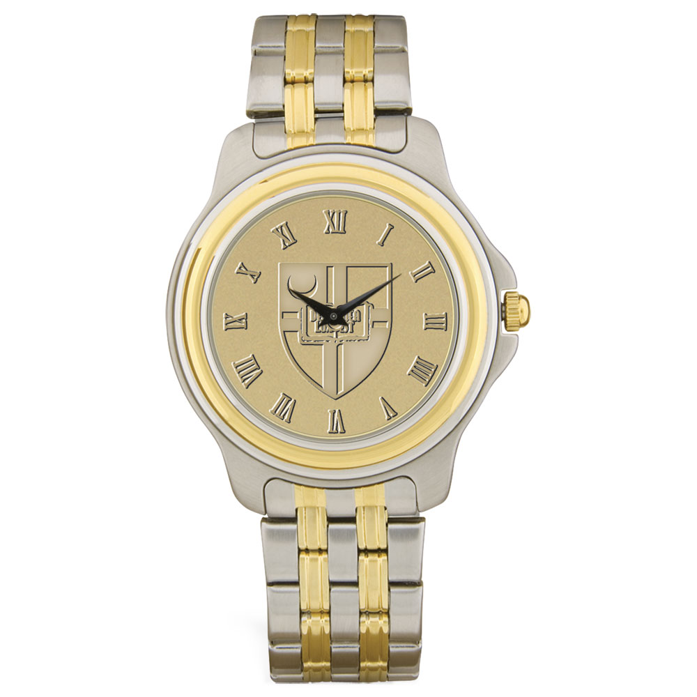 Gold/Silver Catholic University Cardinals Two-Tone Medallion Wristwatch