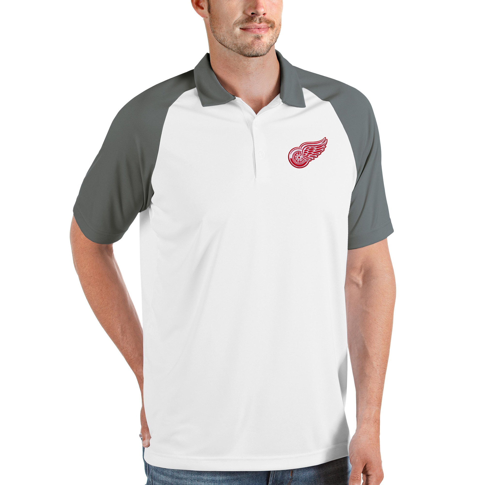 Men's Antigua White Detroit Red Wings Nova Polo