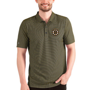 Men's Antigua Heathered Black/Gold Boston Bruins Esteem Polo