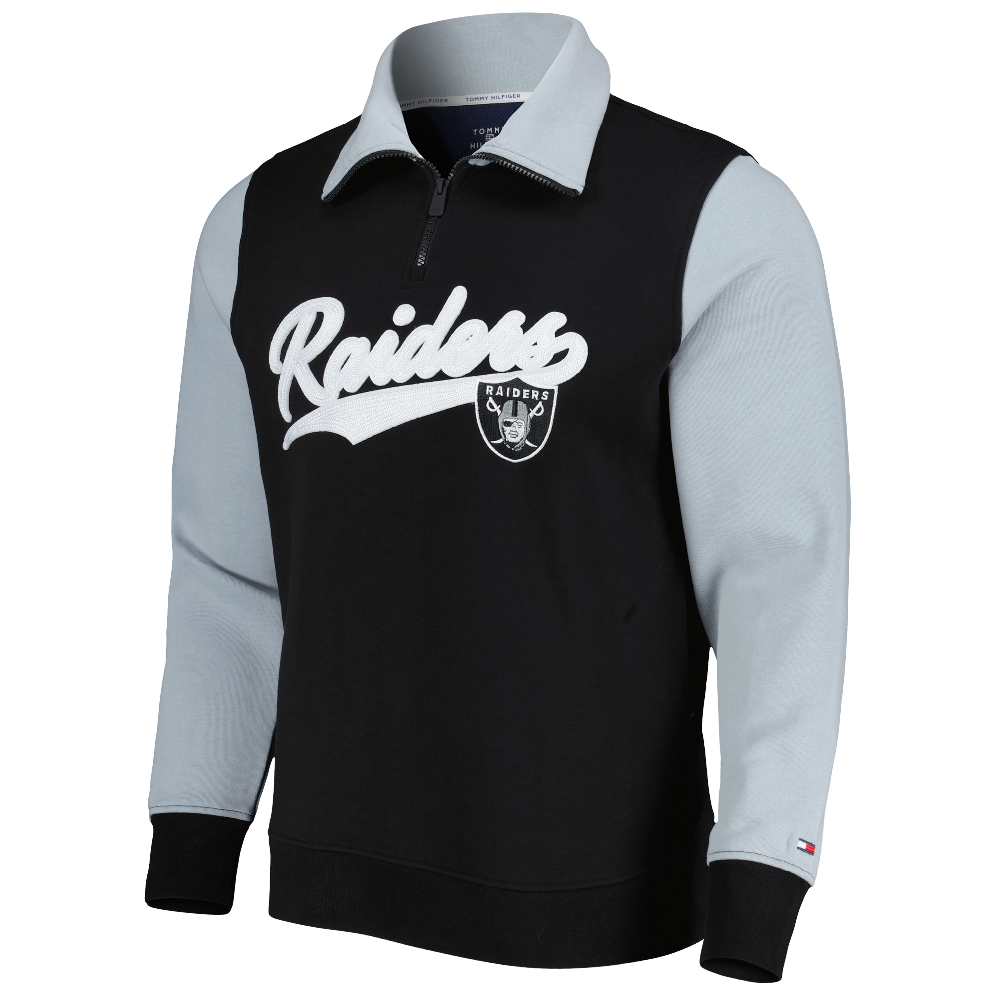 Men's Tommy Hilfiger Black/Silver Las Vegas Raiders Aiden Quarter-Zip Sweatshirt - Image 3