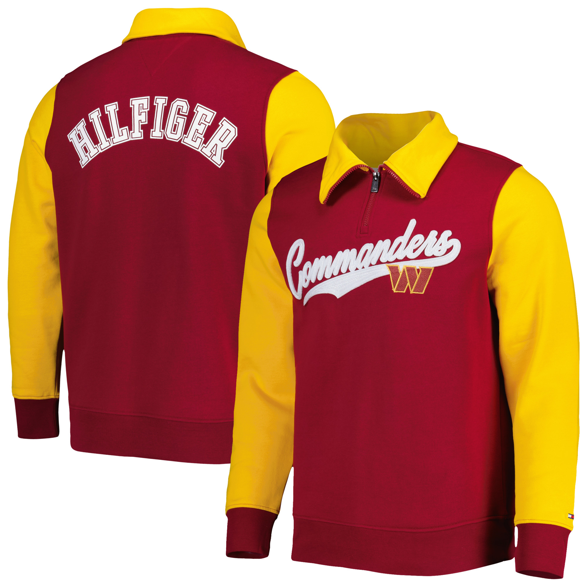 Men's Tommy Hilfiger Burgundy/Gold Washington Commanders Aiden Quarter-Zip Sweatshirt - Image 2