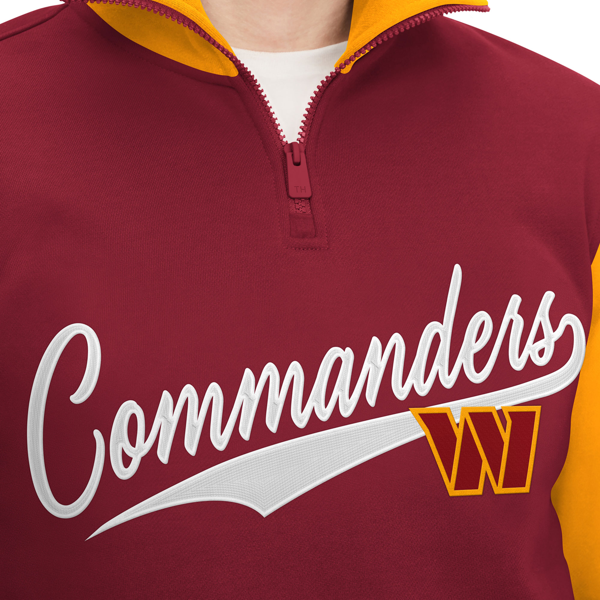 Men's Tommy Hilfiger Burgundy/Gold Washington Commanders Aiden Quarter-Zip Sweatshirt - Image 9