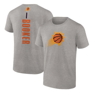 Men's Devin Booker Heathered Gray Phoenix Suns Playmaker Name & Number T-Shirt