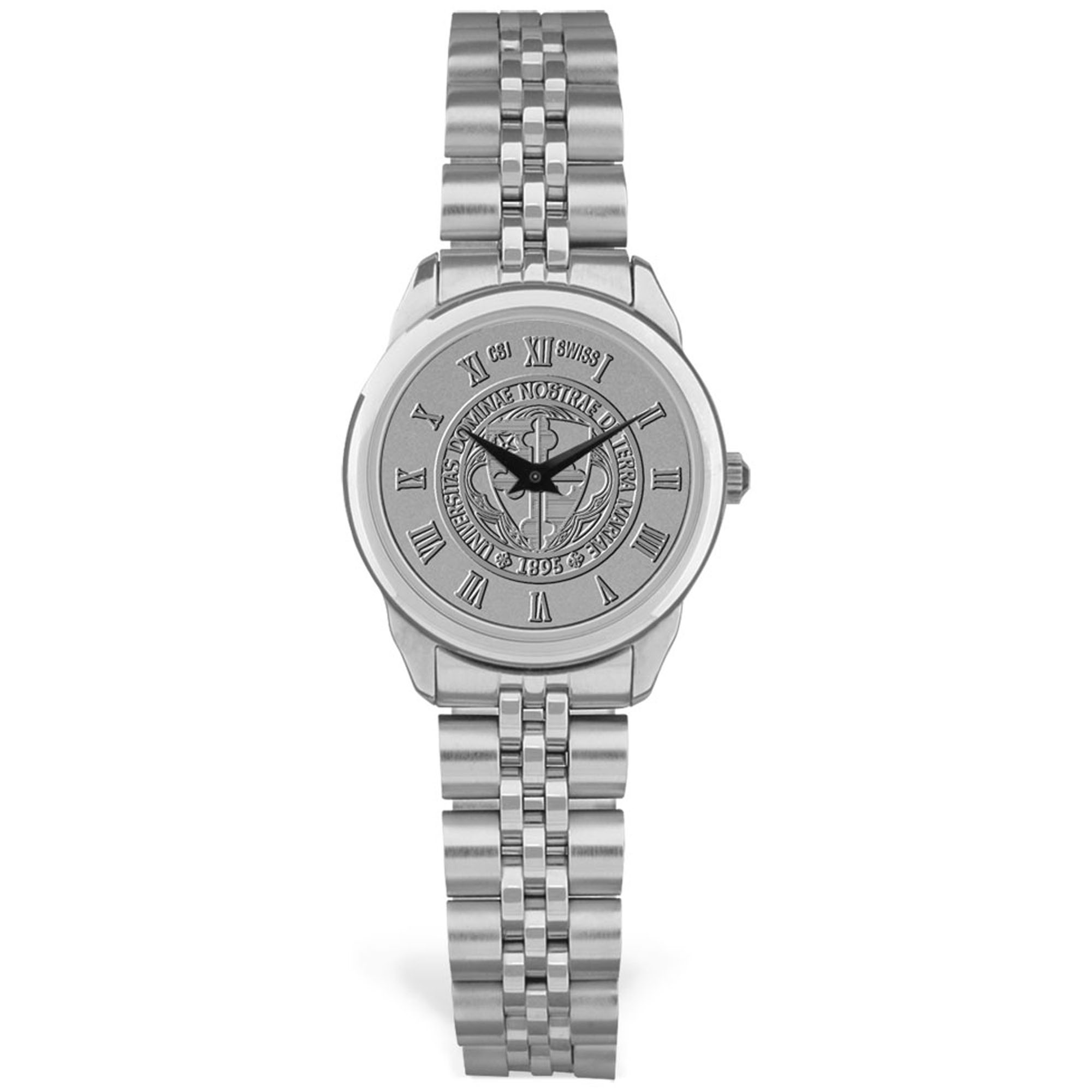 Women's Silver Notre Dame of Maryland Gators Medallion Rolled Link Bracelet Wristwatch