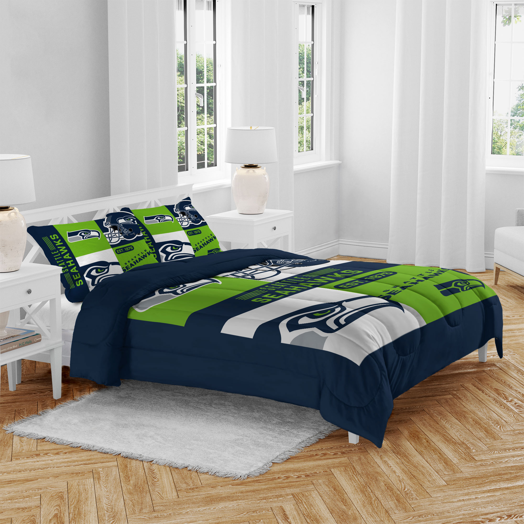 Seattle Seahawks Block Logo Three Piece Full/Queen Bed Set - Image 5