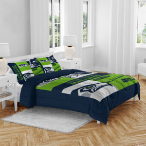 Seattle Seahawks Block Logo Three Piece Full/Queen Bed Set