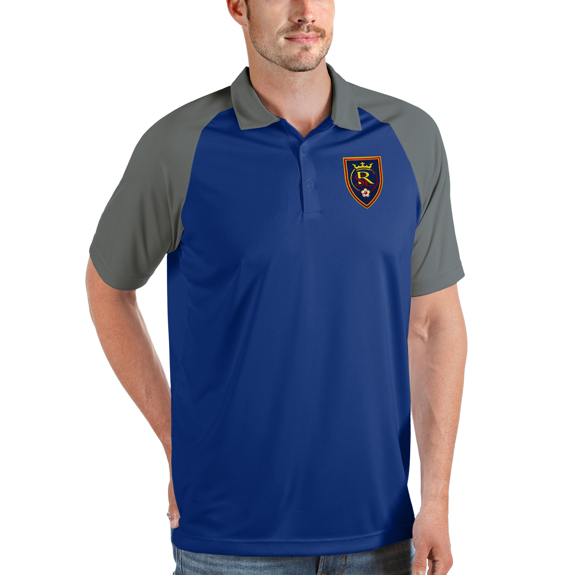 Men's Antigua Royal/Gray Real Salt Lake Nova Polo