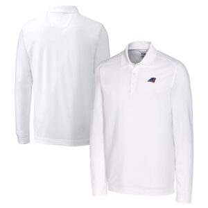 Men's Cutter & Buck White Carolina Panthers Big & Tall Advantage Tri-Blend Pique Long Sleeve Polo