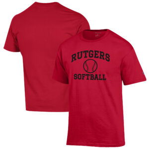 Men's Champion Scarlet Rutgers Scarlet Knights Softball Icon T-Shirt