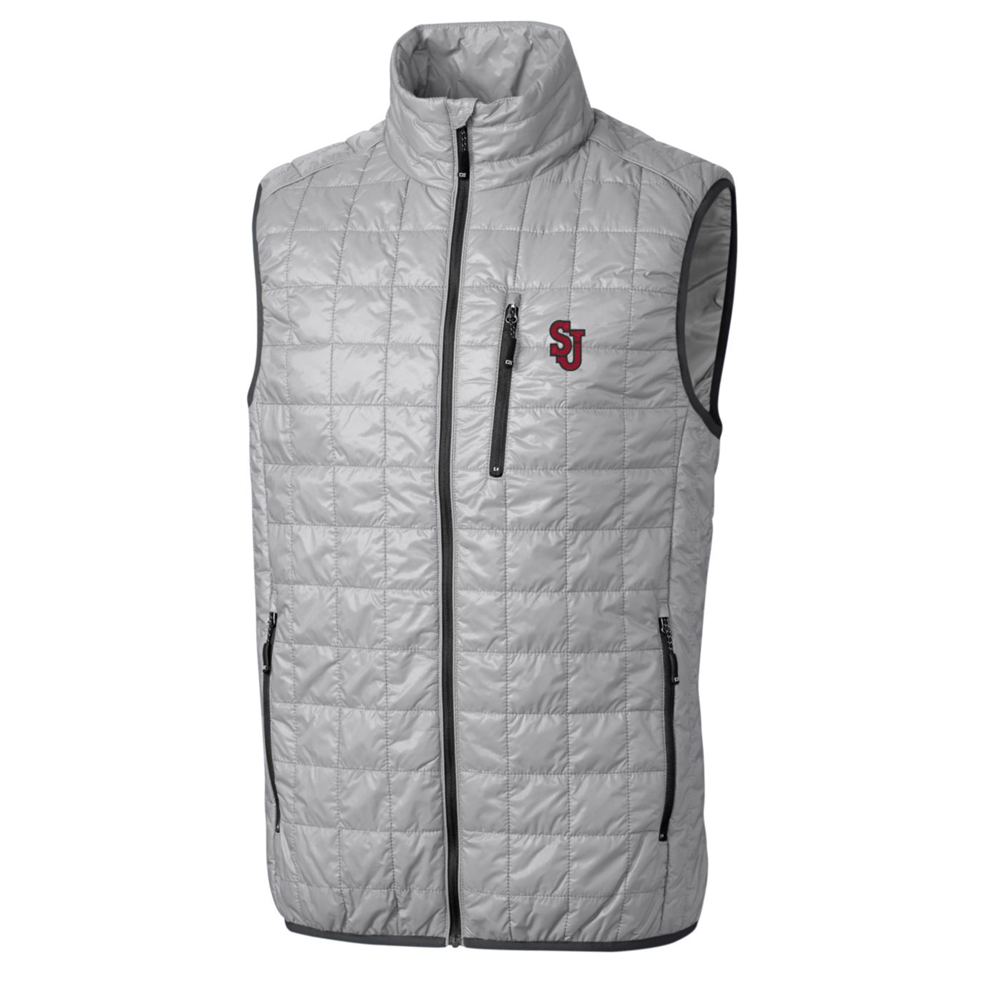 Men's Cutter & Buck Gray St. John's Red Storm Big & Tall Rainier PrimaLoft Eco Full-Zip Puffer Vest - Image 6