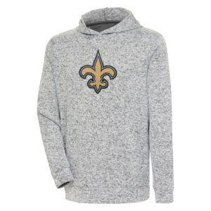 Men's Antigua Heathered Gray New Orleans Saints Absolute Chenille Pullover Hoodie