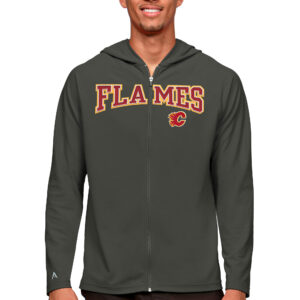 Men's Antigua Charcoal Calgary Flames Legacy Full-Zip Hoodie