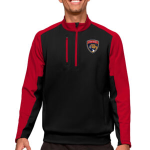 Men's Antigua Black/Red Florida Panthers Quarter-Zip Pullover Top