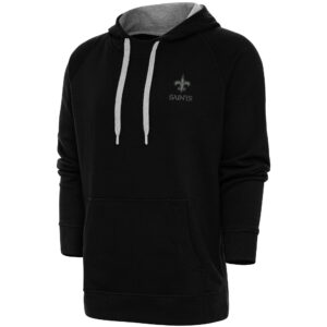 Men's Antigua Black New Orleans Saints Tonal Logo Victory Pullover Hoodie