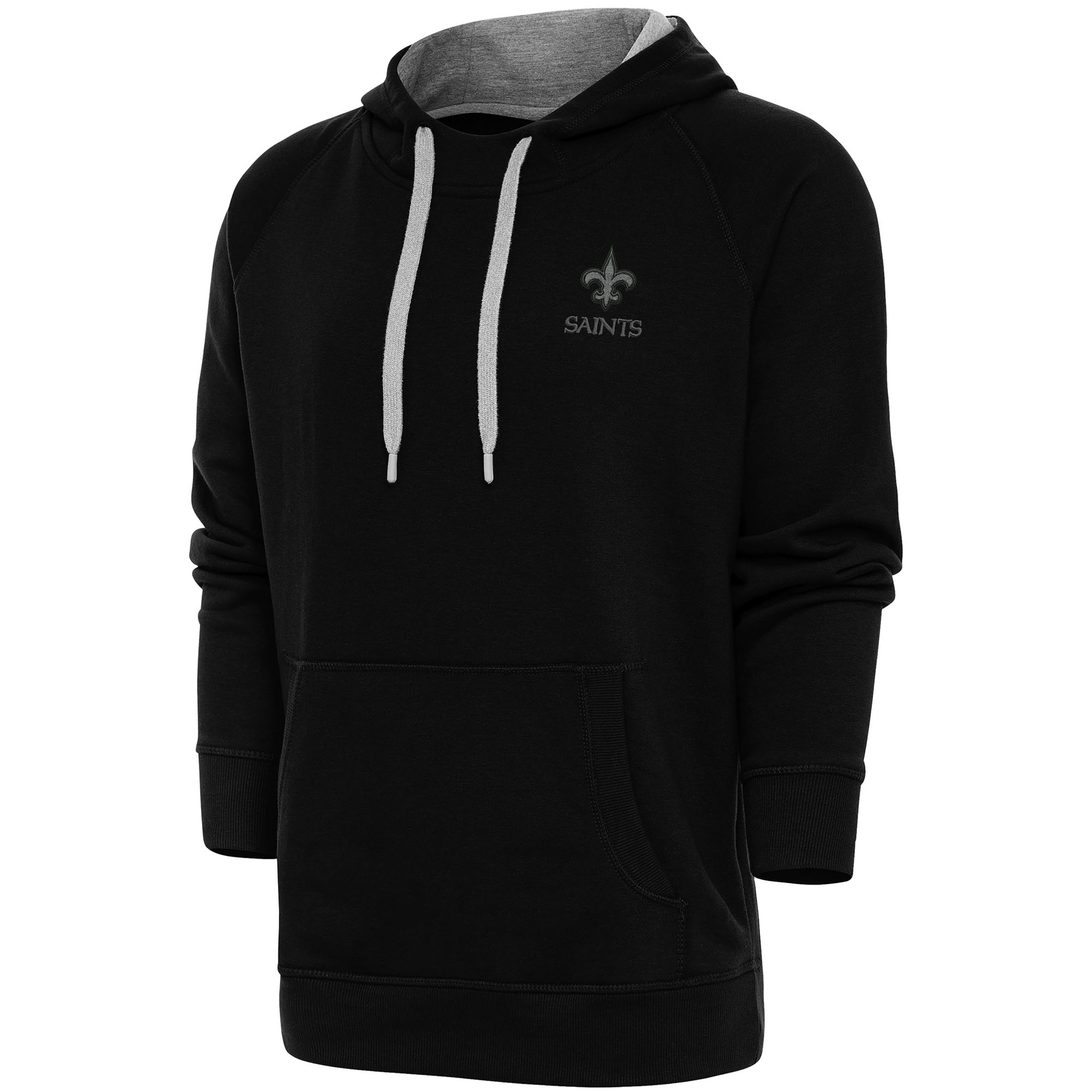 Men's Antigua Black New Orleans Saints Tonal Logo Victory Pullover Hoodie