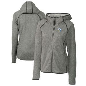 Women's Cutter & Buck Heather Gray Los Angeles Chargers Throwback Logo Mainsail Full-Zip Jacket
