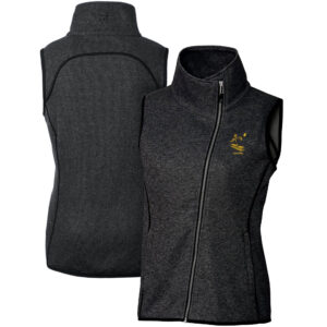 Women's Cutter & Buck Heather Charcoal Pittsburgh Steelers Throwback Logo Mainsail Full-Zip Vest