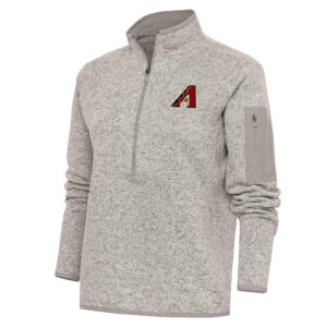 Women's Antigua Oatmeal Arizona Diamondbacks Logo Fortune Quarter-Zip Pullover Jacket