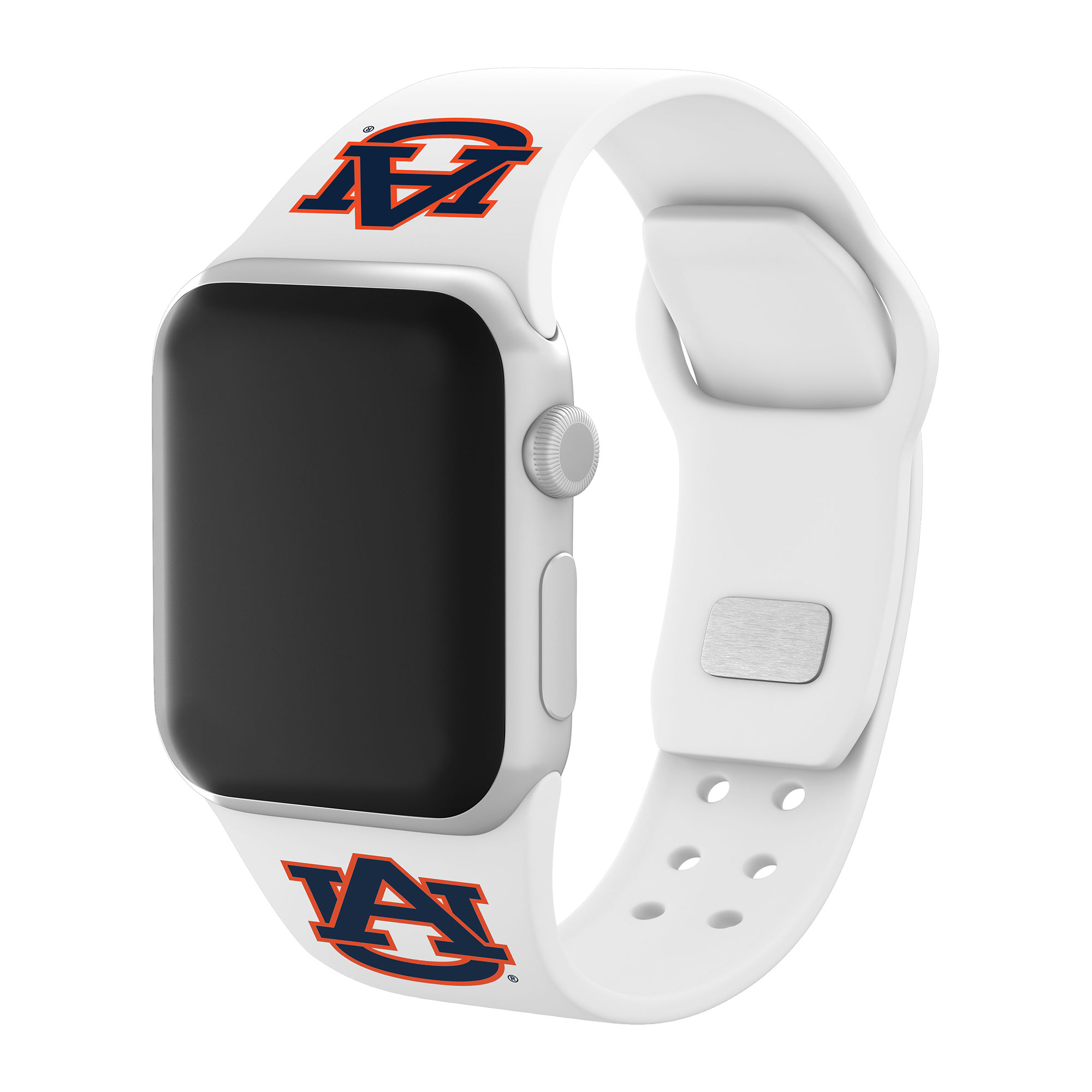 White Auburn Tigers Logo Silicone Apple Watch Band - Image 3