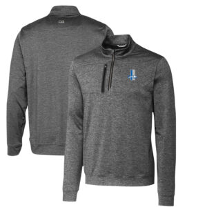 Men's Cutter & Buck Steel Detroit Lions Stealth Heathered Throwback Logo Quarter-Zip Pullover Top