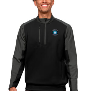 Men's Antigua Black/Charcoal Charlotte FC Primary Team Logo Team Quarter-Zip Pullover Top