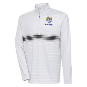Men's Antigua Heather Gray/Black Los Angeles Rams Bullseye Quarter-Zip Pullover Top