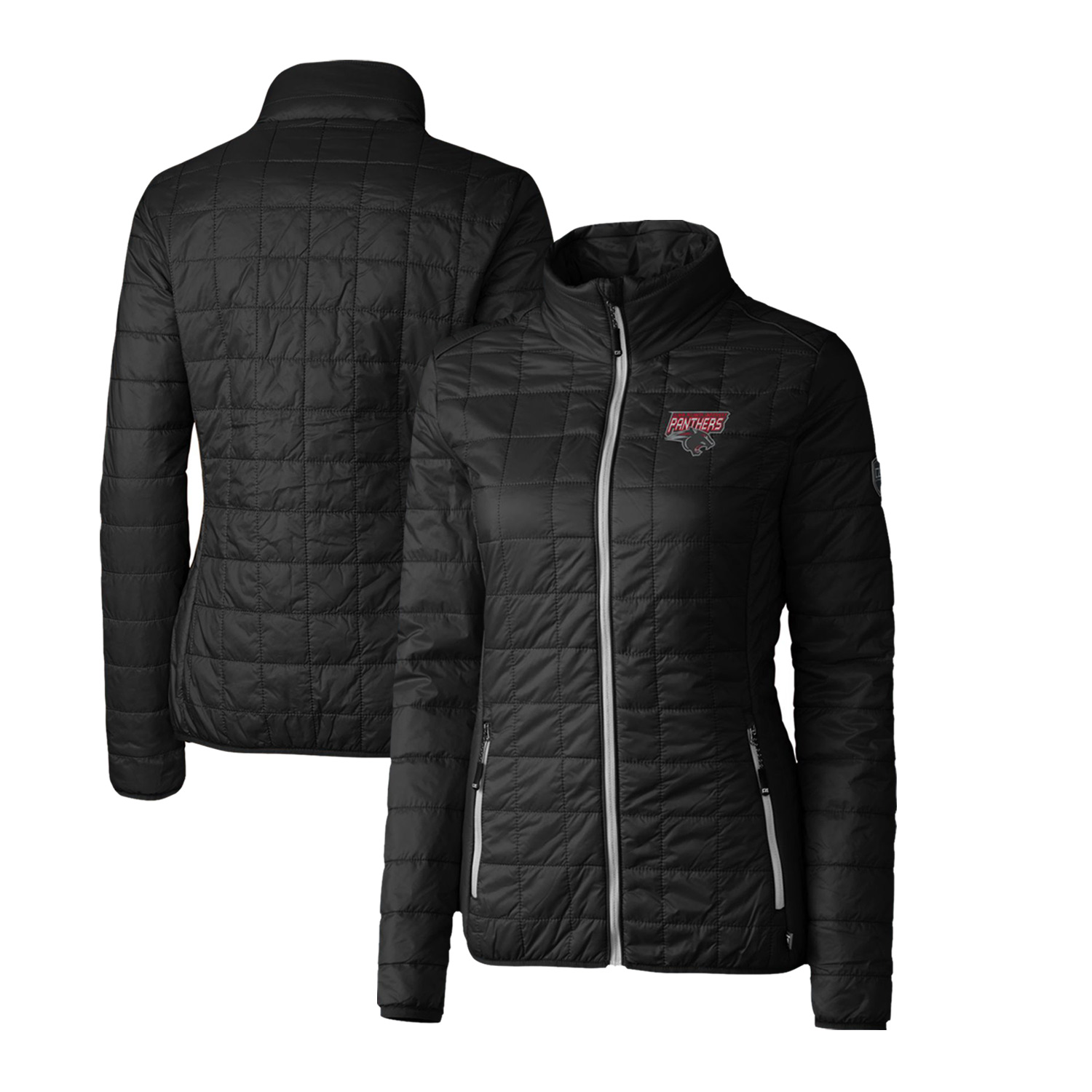 Women's Cutter & Buck Black Clark Atlanta University Panthers Rainier Eco Insulated Puffer Full-Zip Jacket