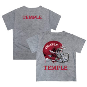 Youth Gray Temple Owls Dripping Helmet T-Shirt