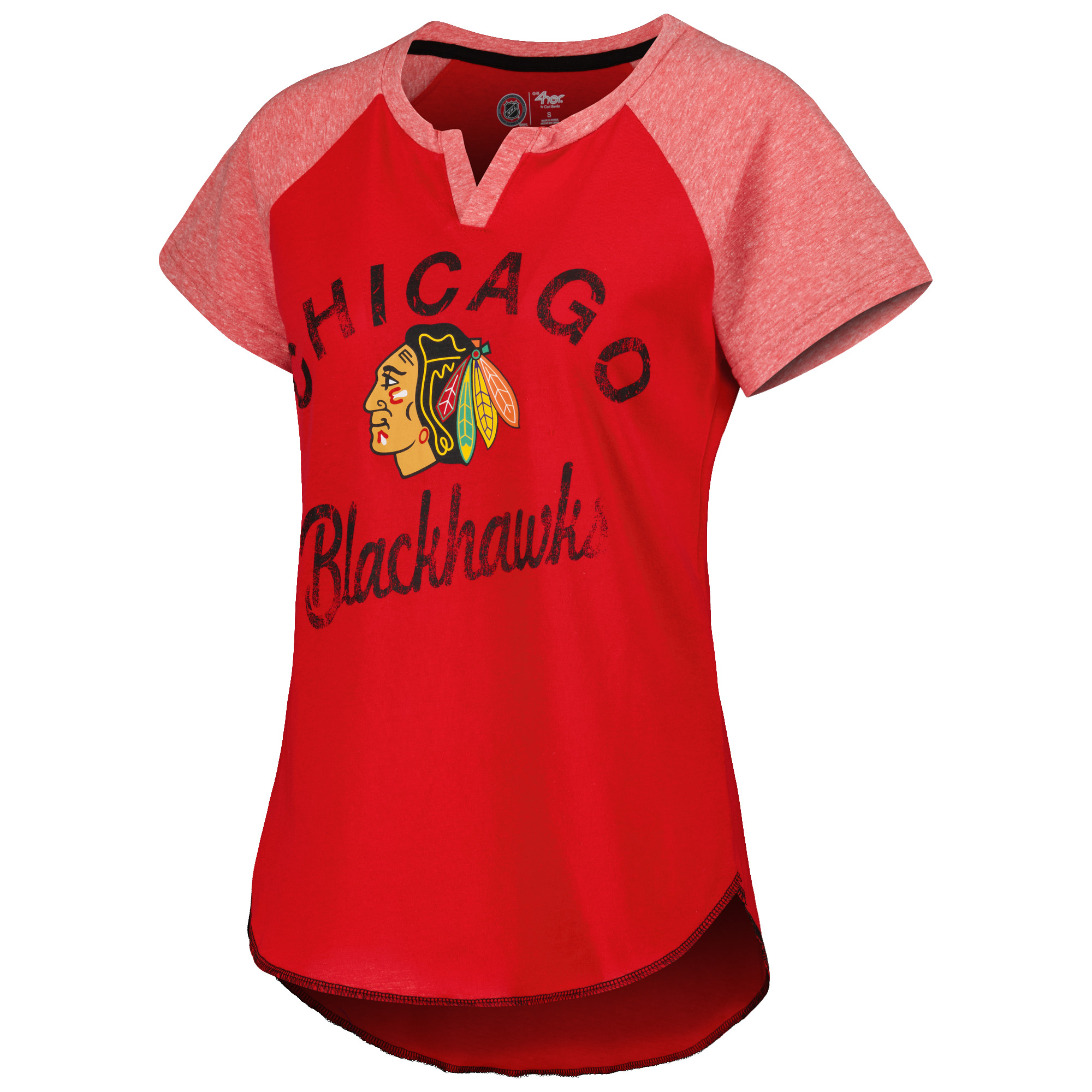 Women's Starter Red Chicago Blackhawks Grand Slam Raglan Notch Neck T-Shirt - Image 11