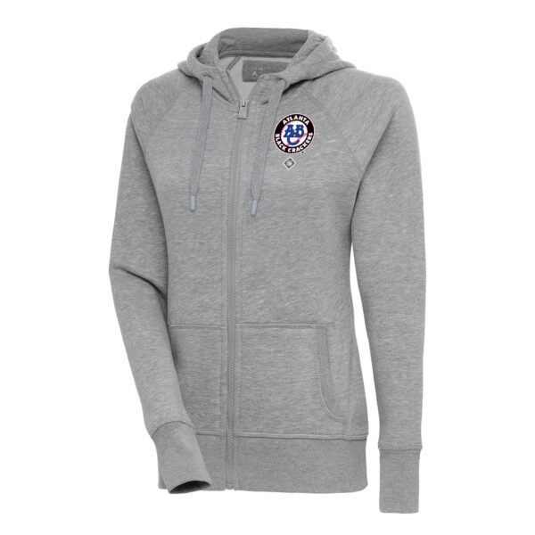 Women's Antigua Heather Gray Atlanta Black Crackers Victory Full-Zip Hoodie