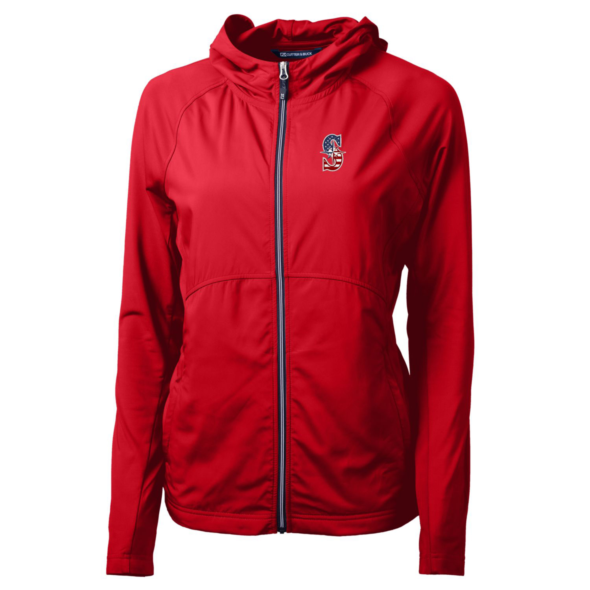 Women's Cutter & Buck Red Seattle Mariners Americana Logo Adapt Eco Knit Hybrid Recycled Full-Zip Hoodie - Image 6