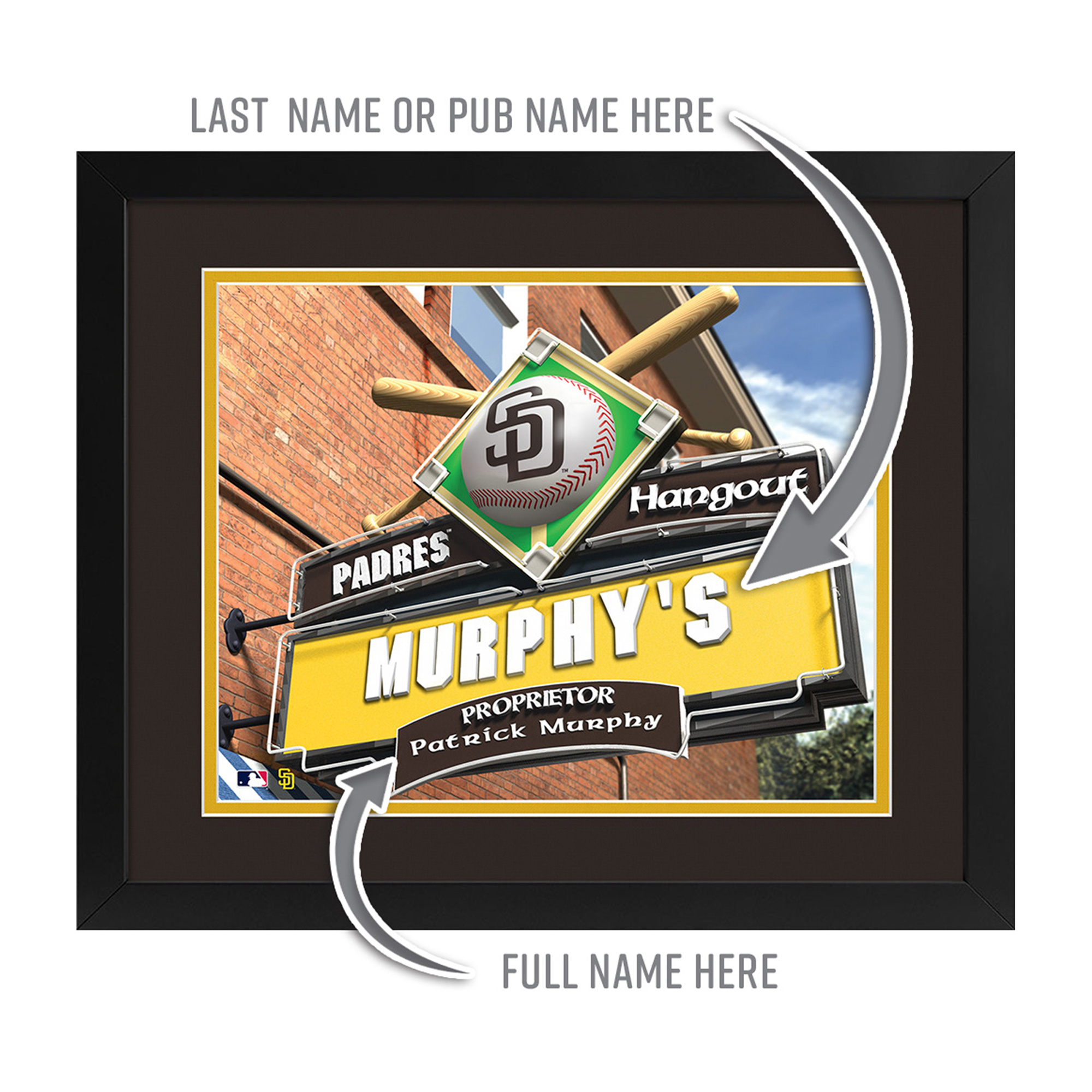 Imperial San Diego Padres Personalized 14'' x 18'' Print Hangout Sign - Image 3