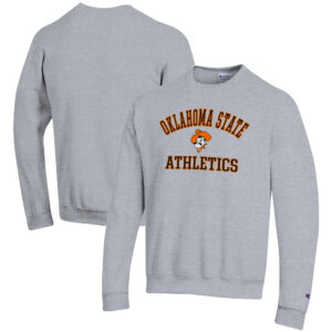 Men's Champion  Gray Oklahoma State Cowboys Athletics Logo Pullover Sweatshirt