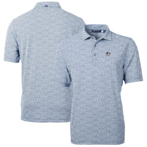 Men's Cutter & Buck  Navy Miami Marlins Americana Logo Virtue Eco-Pique Botanical Recycled Polo