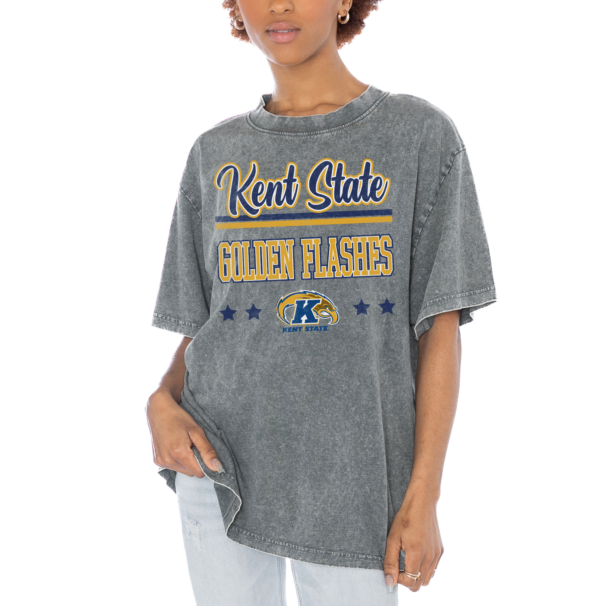 Women's Gameday Couture Gray Kent State Golden Flashes Here To Play Oversized T-Shirt