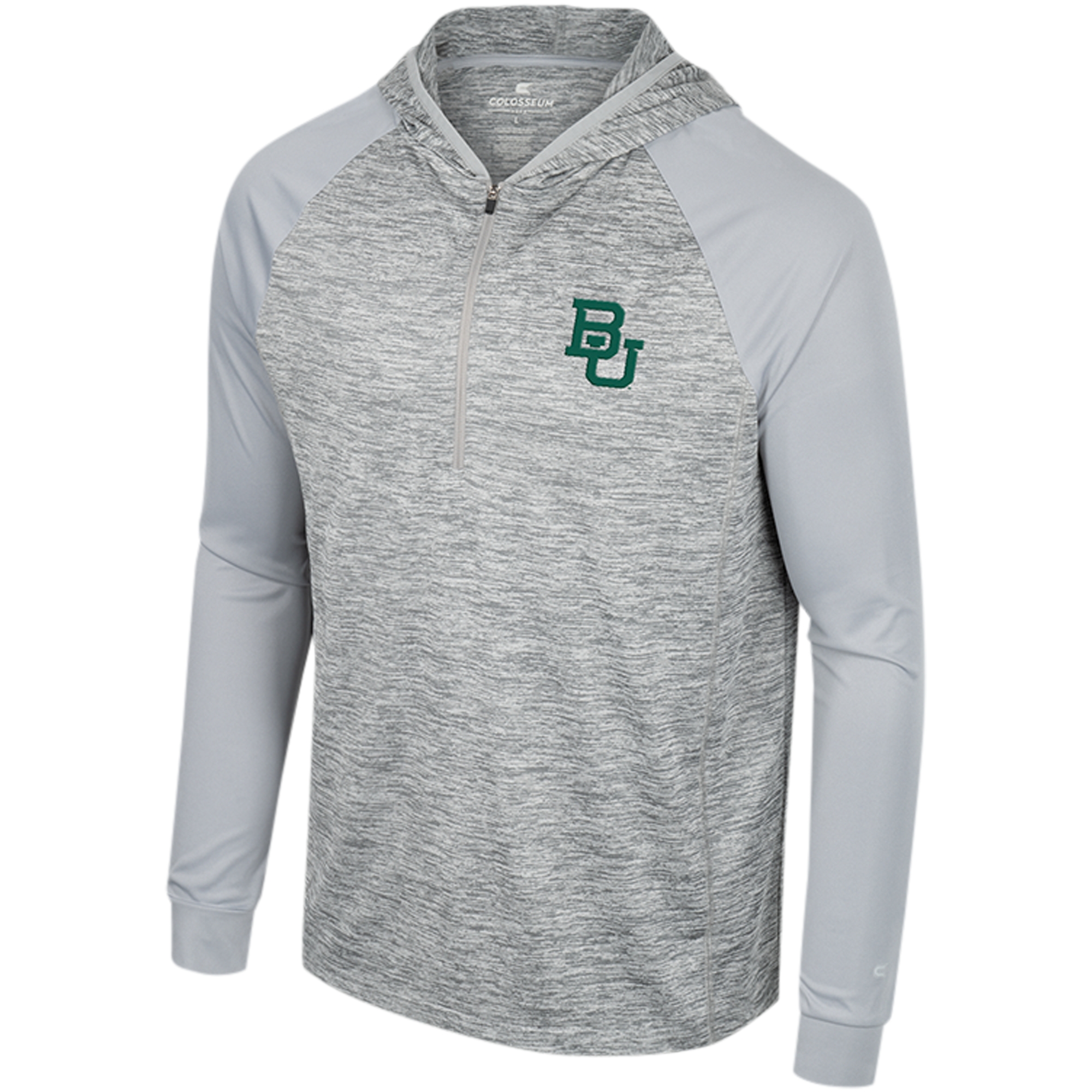 Men's Colosseum Gray Baylor Bears Cybernetic Raglan Quarter-Zip Hooded Top - Image 3
