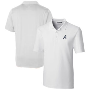 Men's Cutter & Buck  White Atlanta Braves Forge Stretch Polo